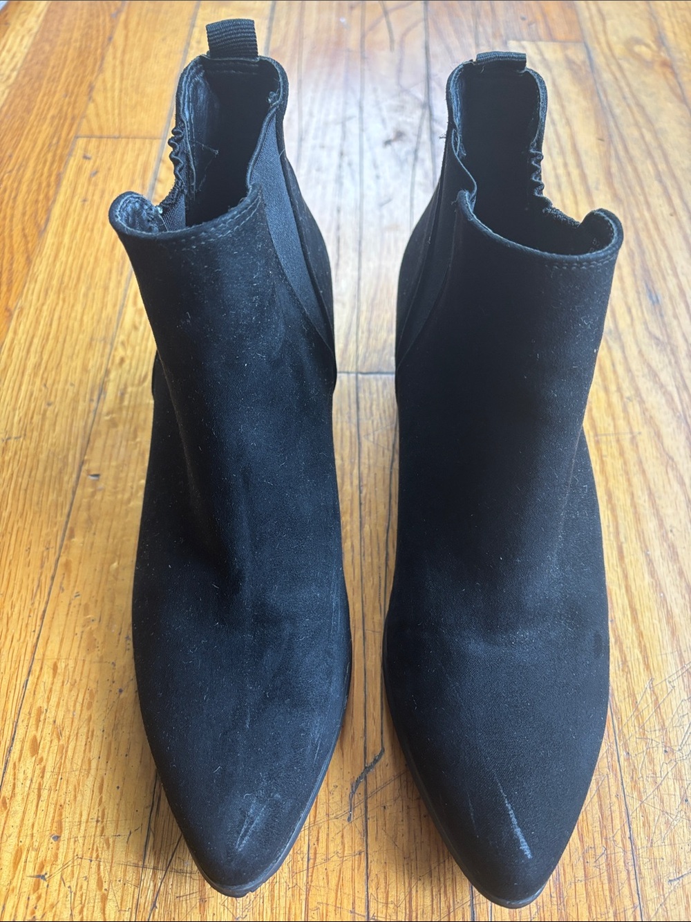 Wet Seal Black Suede Pointed Toe Chelsea Ankle Boots
